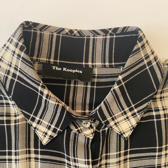 The Kooples xs black-and-cream plaid 100% silk shirt - Picture 13 of 14